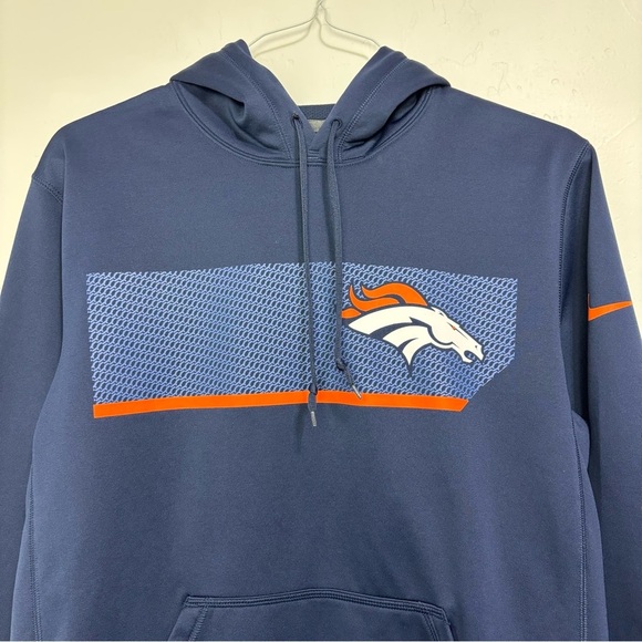 Nike NFL Denver Broncos Men's Hoodie Navy Blue Athletic Activewear Therma Fit S - Picture 3 of 10